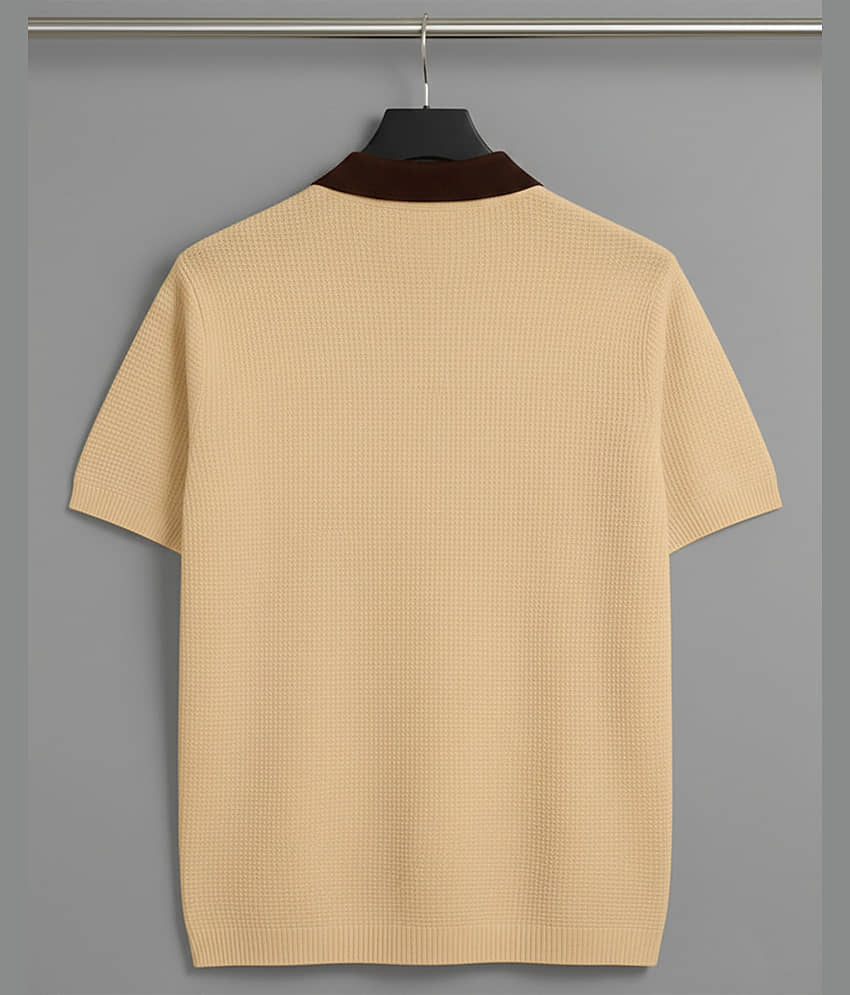AUSK Men Cotton Blend Regular Fit Colorblock Polo T Shirt ( Coffee ) view 2