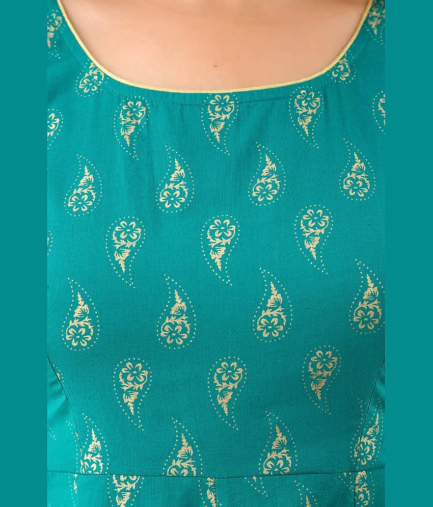 NeshamaKurti Women Rayon Printed Ethnic Dress ( Green ) view 2