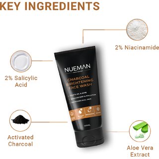 NUEMAN Charcoal Brightening Face Wash for Men 100ml view 2