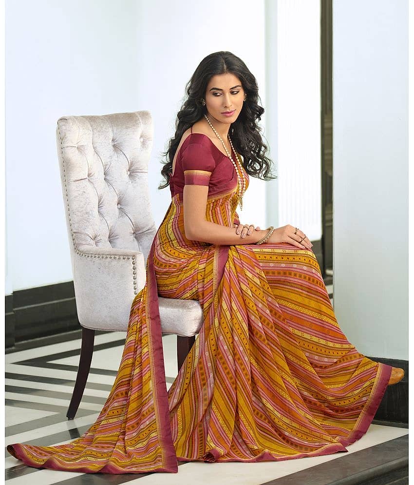 BLEESBURY Georgette Printed Saree With Unstitched Blouse Piece ( Green ) view 2