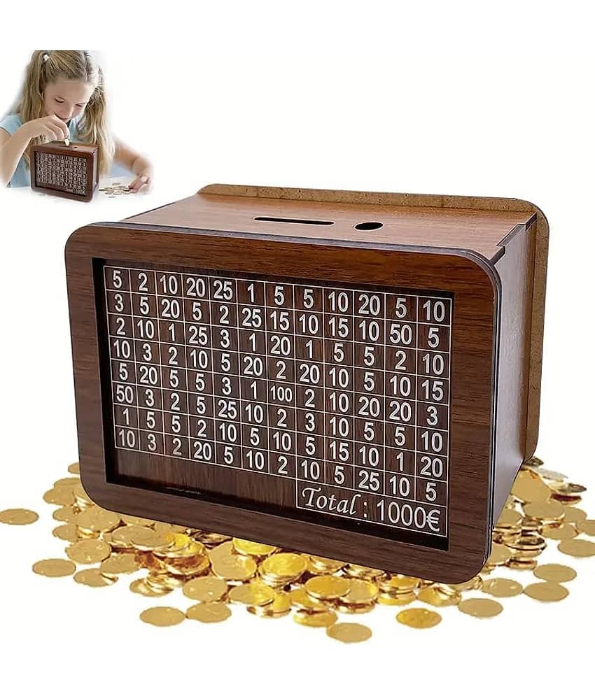 Bhavyta Wood Brown Piggy Bank ( Pack of 1 ) view 2