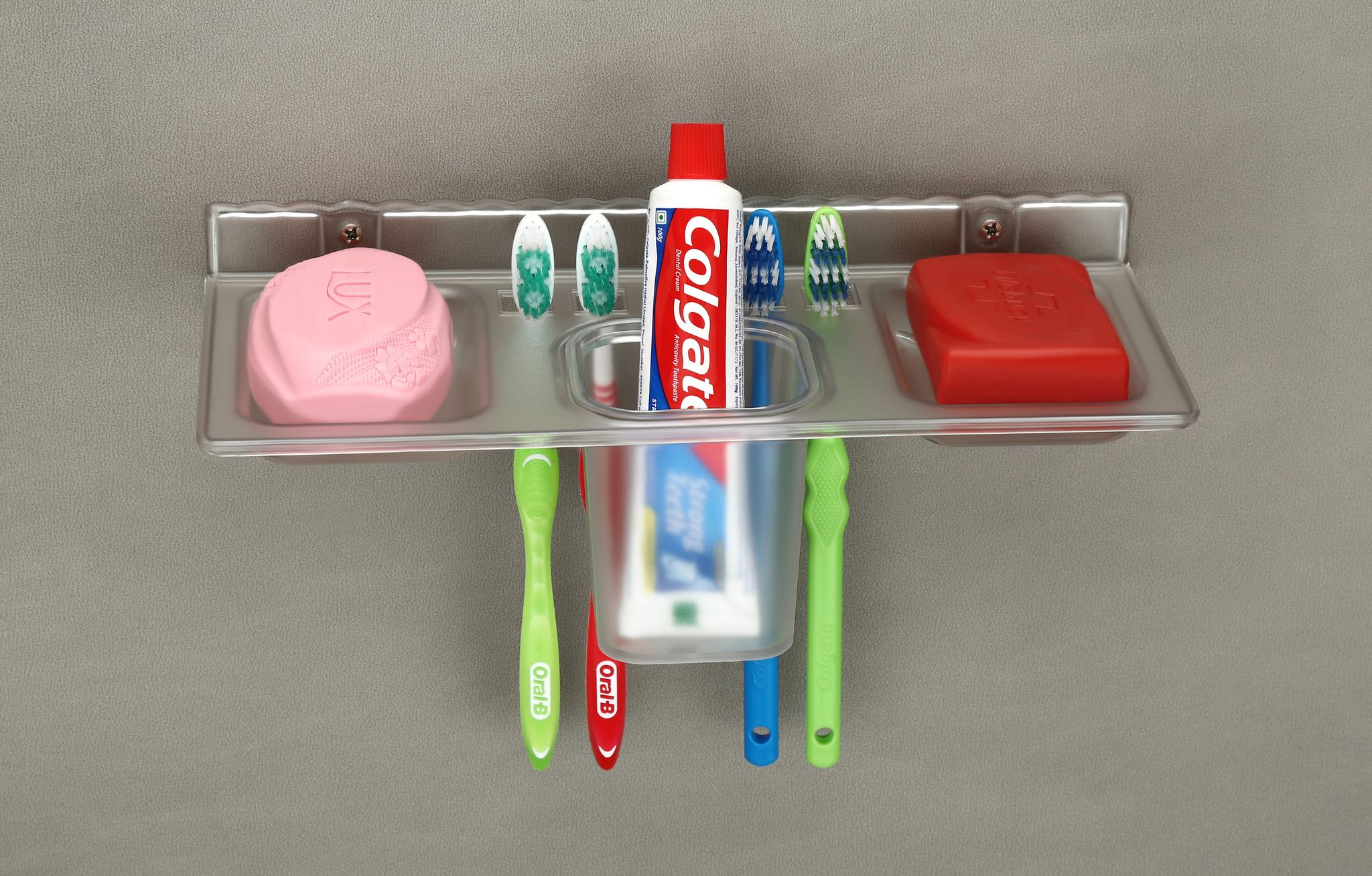 HAPPI Unbreakable ABS Plastic 4 in 1 Soap Dish Holder Glass Tumbler and Tooth Brush Holders, Soap Stand, Soap Case, Soap Holder Stand Wall Mounted for Bathroom (Clear) view 2