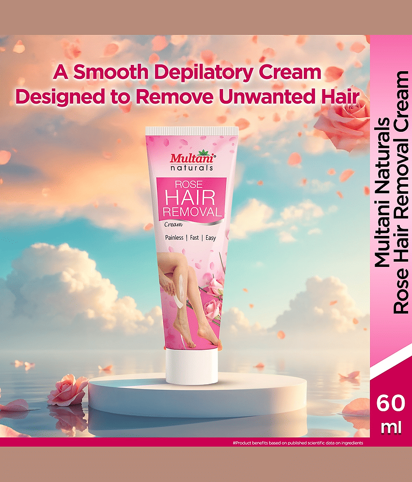 Multani Naturals Rose Painless Hair Removal Cream for WomenHydratingÂ Gentle & SmoothÂ Normal Skin 60ml (Pack of 3) view 2
