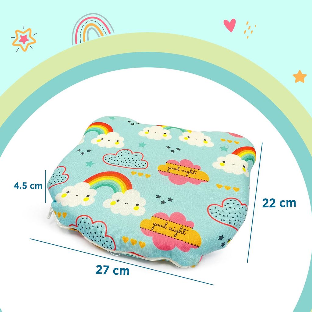 Sleepsia Cat Shaped Memory Foam Pillow for New Born Babies,Toddler Pillow for Girls & Boys with Rainbow Print, Ultra Soft Memory Pillows view 2