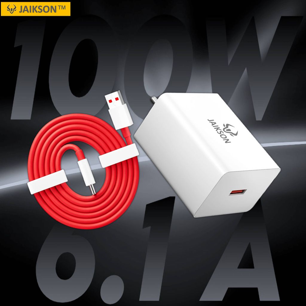 Jaikson 100W SuperVooc 6.1A Fast Wall Charger Adapter with Type-C Charging Cable for One Plus,Xiaomi, Samsung,Vivo,Realmi,Oppo Android & iOS Smart Phones view 2