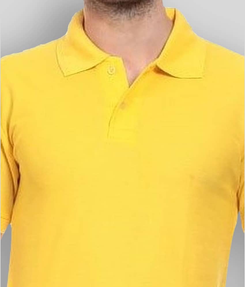 FASHION365 Pack of 1 Cotton Blend Slim Fit Solid Half Sleeves Men's Polo T Shirt ( Yellow ) view 2
