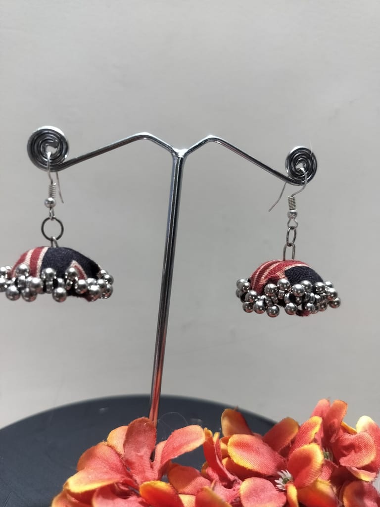 RitzyEra Peach Handmade Ajrakh Jhumkas view 2
