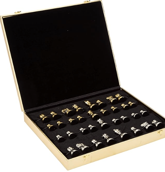 Metal Chess Pieces Only No Board for Adults and Kids, 32 Large Quadruple Weighted Chess Pieces, 2 Extra Queen, 2.6” King Figures Staunton Chessmen Heavy Piece, Gold-Silver view 2