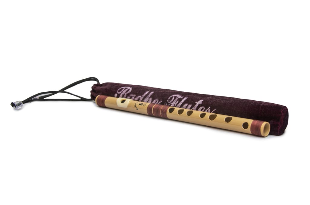 Radhe Flutes PVC Fiber B Natural Bansuri Higher Octave RIGHT Handed With VELVET COVER view 2
