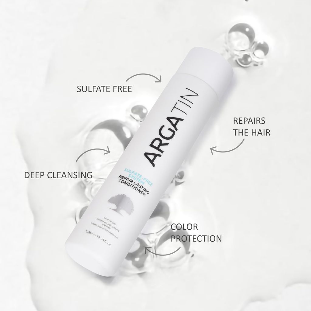 Argatin Keratin Repair Lasting Shampoo and Conditioner Combo each of 330 ml - Sulfate And Paraben Free for Dry and Damaged Hair | Daily Use | Men and Women both can use | Improve hair growth with natural way | view 2