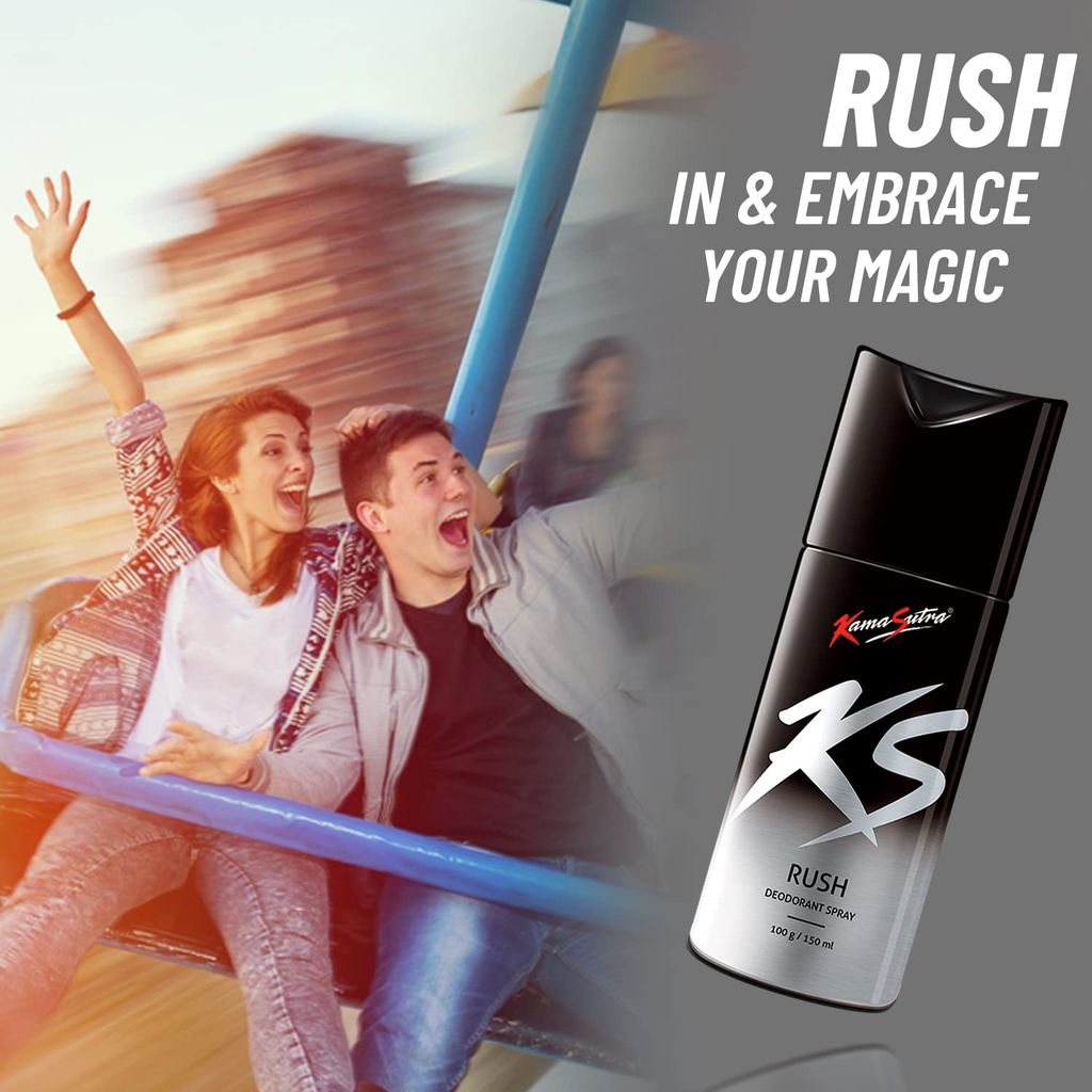 KAMA SUTRA Kamasutra Ks Rush Deodorant Body Spray For Men Pack Of 2, 300 Ml view 2