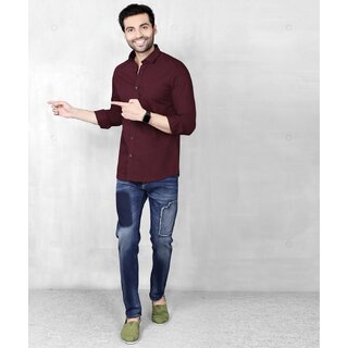 Baleshwar Men Maroon Solid Regular Fit Casual Shirt view 2