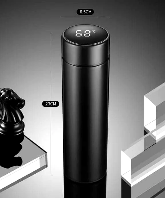 Stainless Steel Temperature Water Bottle with Intelligent LED Display - 500 ML - Black by Ruhi Import Store view 2