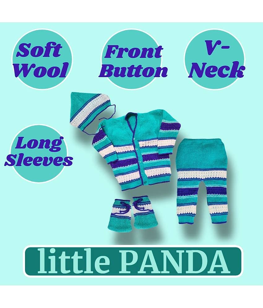 LITTLE PANDA Single Unisex for Baby Woollen Cardigans ( Sky Blue ) view 2