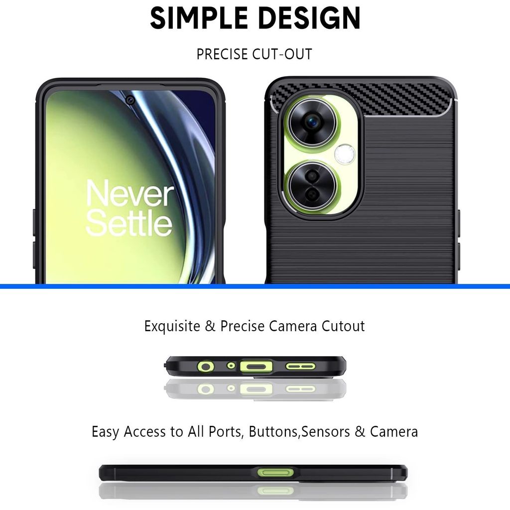 Natbok Designed for OnePlus Nord CE 3 Lite 5G Case, Flexible TPU [Brushed Texture] [Anti-Slip] Shockproof Military Protection Bumper Phone Case,Slim Case Cover for OnePlus Nord CE 3 Lite 5G,Black view 2