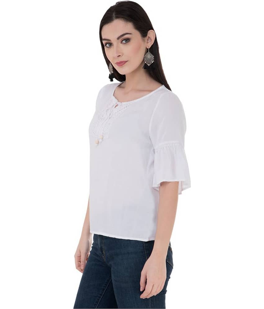 SAAKAA Women's Rayon Regular Top ( Off White ) view 2