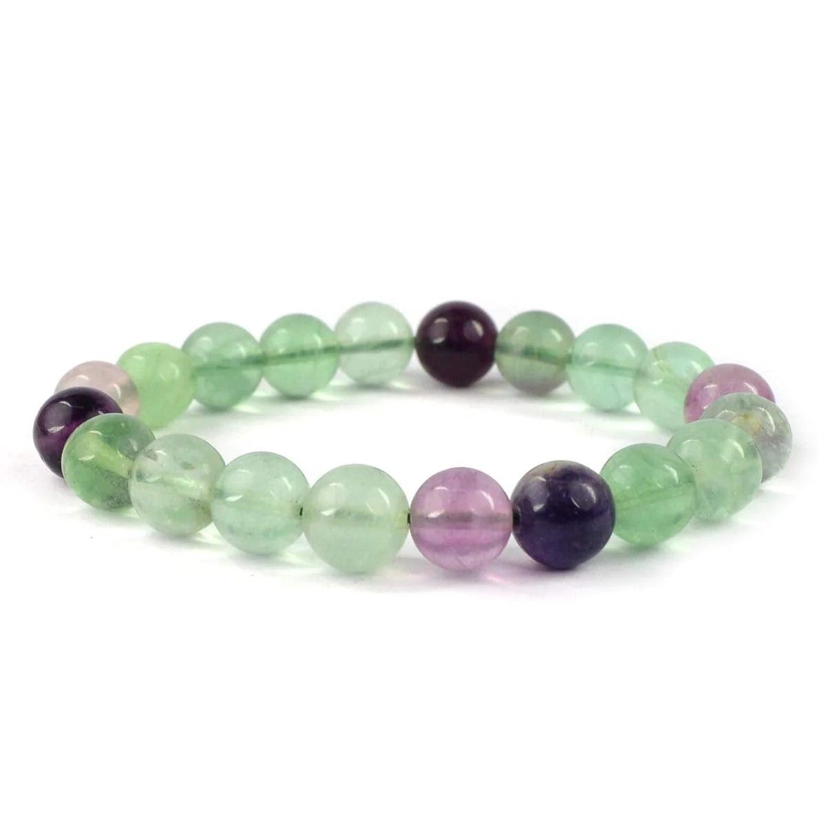 Ekdant Natural Multi Fluorite Bracelet 6 mm Beads Bracelet Round Shape for Reiki Healing and Crystal Healing Stone Semi Precious Gemstones Stretchable Bracelet view 2