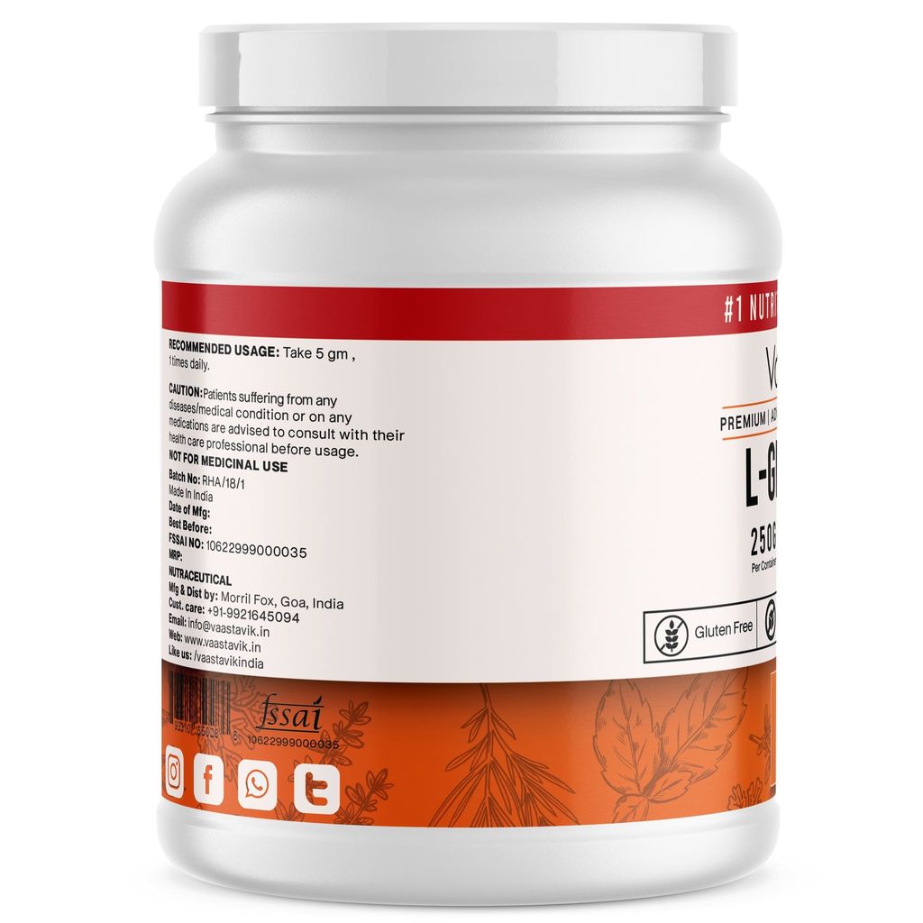 Vaastavik L Glutamine Powder Unflavoured 250 gm view 2