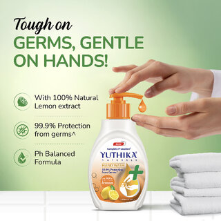 Yuthika Naturals Lemon Hand Wash 200ml | pH Balanced Formula for Complete Germ Protection & Clean Hands view 2