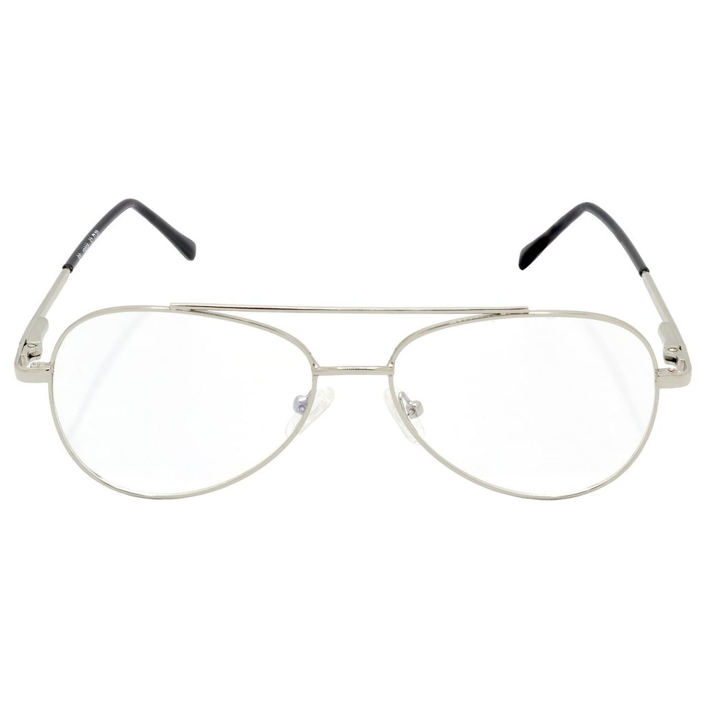 Hrinkar Trending Eyeglasses: Silver Pilot Optical Spectacle Frame For Men & Women |HFRM-SLVR-19008 view 2