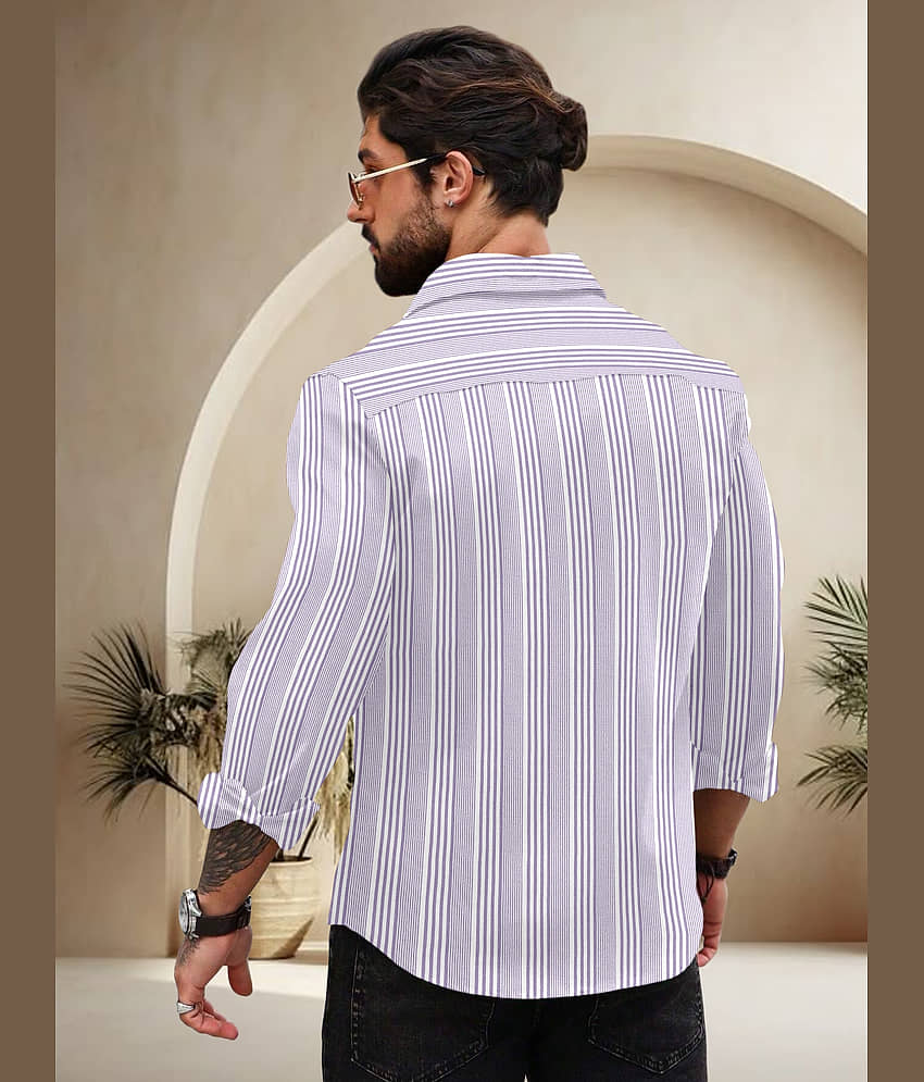 Nofilter Cotton Blend Regular Fit Striped Full Sleeves Men's Casual Shirt - Purple ( Pack of 1 ) view 2