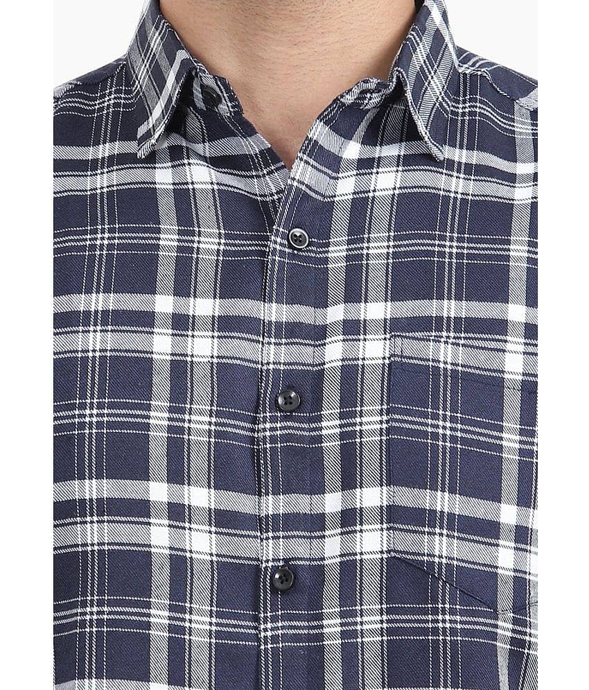 TrendiVastra Cotton Blend Slim Fit Checks Full Sleeves Men's Casual Shirt - White ( Pack of 1 ) view 2