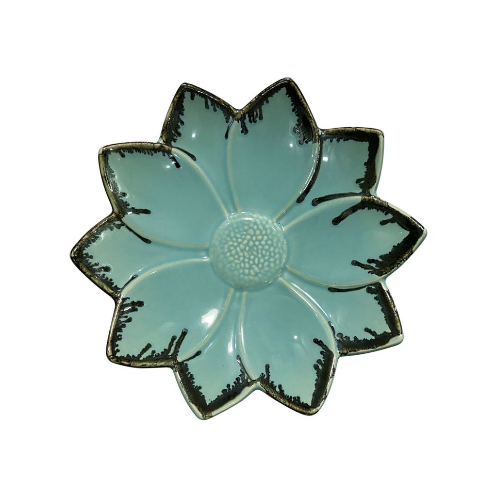Ceramic Dining Studio Collection Sea Green Lotus Shaped 11.7 Inches Serving Platter view 2