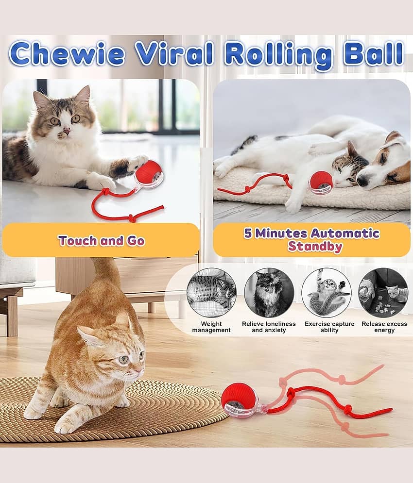 KRAMOX Pet Ball Automatic Toy - Cat/Dog Dancing Toy for Indoor Smart Silicone Rolling Ball with Tail, Obstacle Avoidance and Motion Activated,Kitten Toys for Bored Indoor view 2