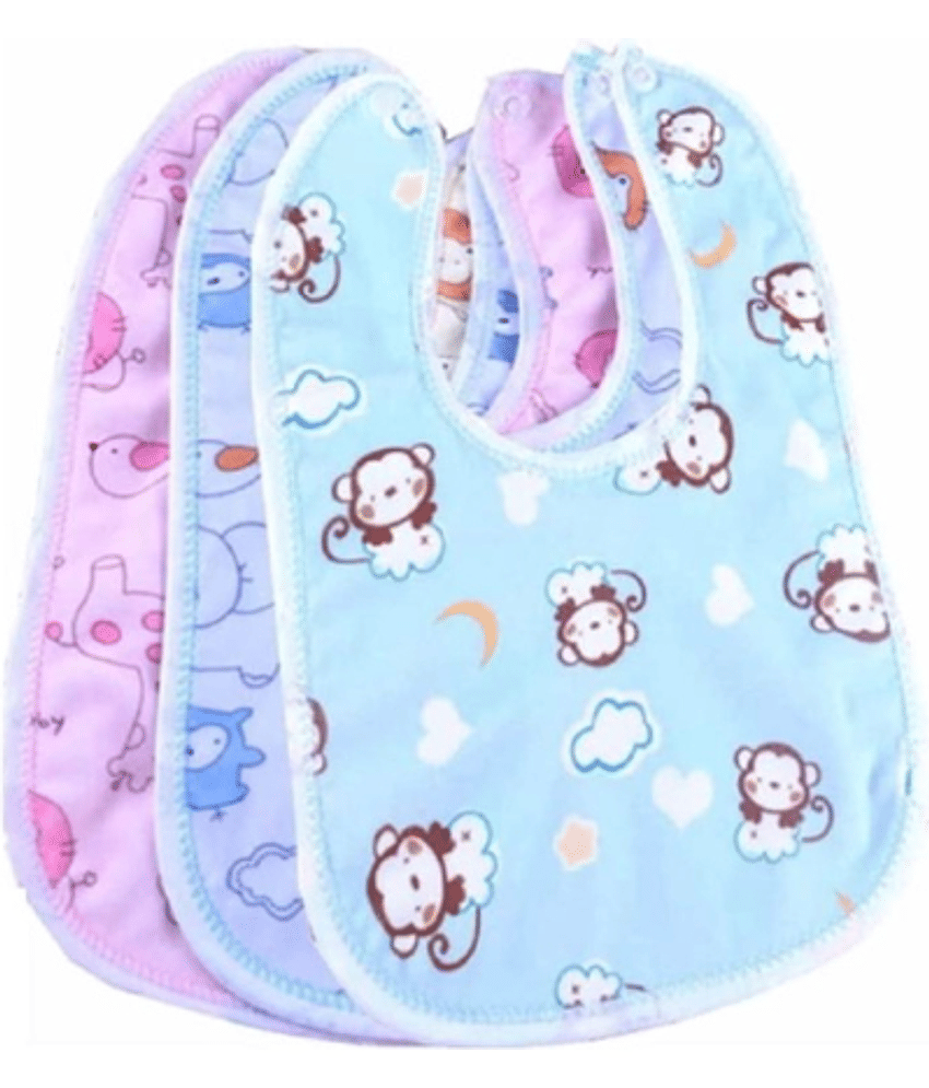 KALRA MAGIC Multi-Colour Cotton Bibs - Set of 3