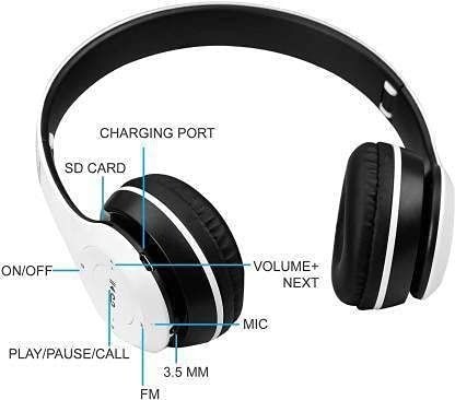 P47 Wireless Bluetooth Headphones, Deep Bass, Foldable Design, Built-in Mic, All-Day Comfort and Noise Isolation Color - White view 2