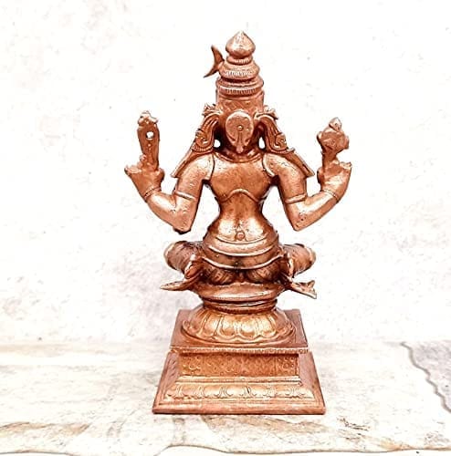 Searchers Paradise - Copper Idols Bhuvaneshvari, 4.3 inches, Copper Handmade 470 Grams, Patina Antique Finish, Pack of 1 Piece view 2