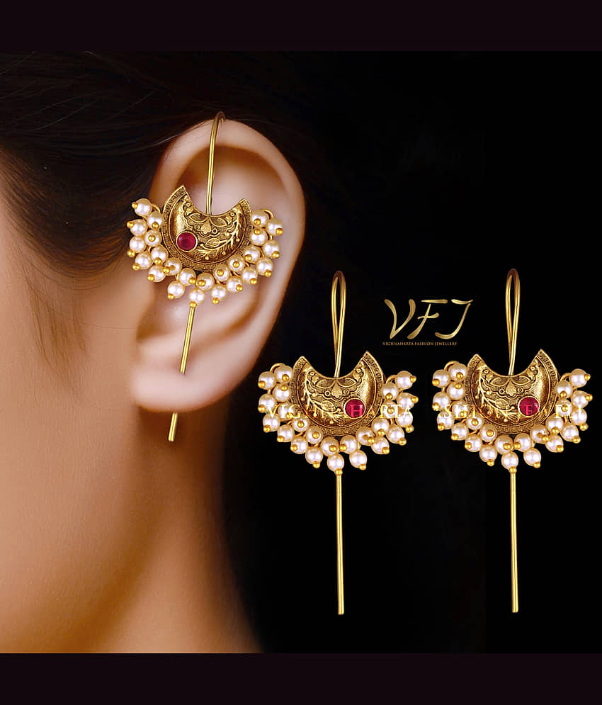 Vighnaharta Red EarCuff Earrings ( Pack of 1 ) view 2