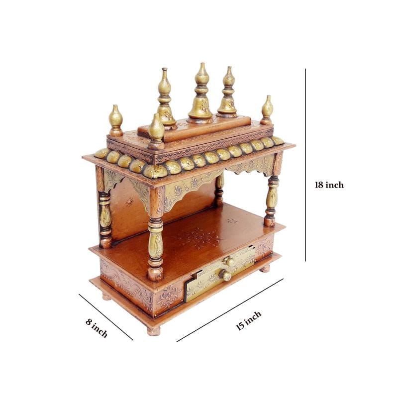Creative Handicrafts Home Temple, Wooden Temple, Pooja Mandir for Home (15x8x18 inches - Copper Color) view 2