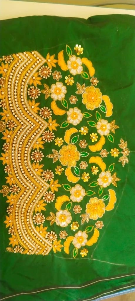 Green blouse with intricate embroidery view 2