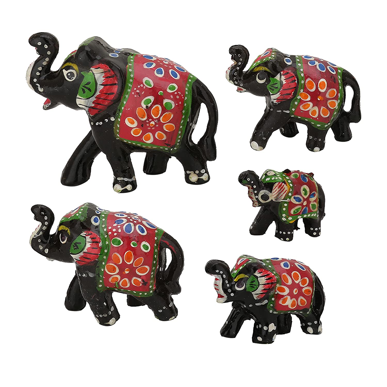DreamKraft Paper Mache Handmade Elephant Showpiece Figurine (Pack of 5, Black) view 2