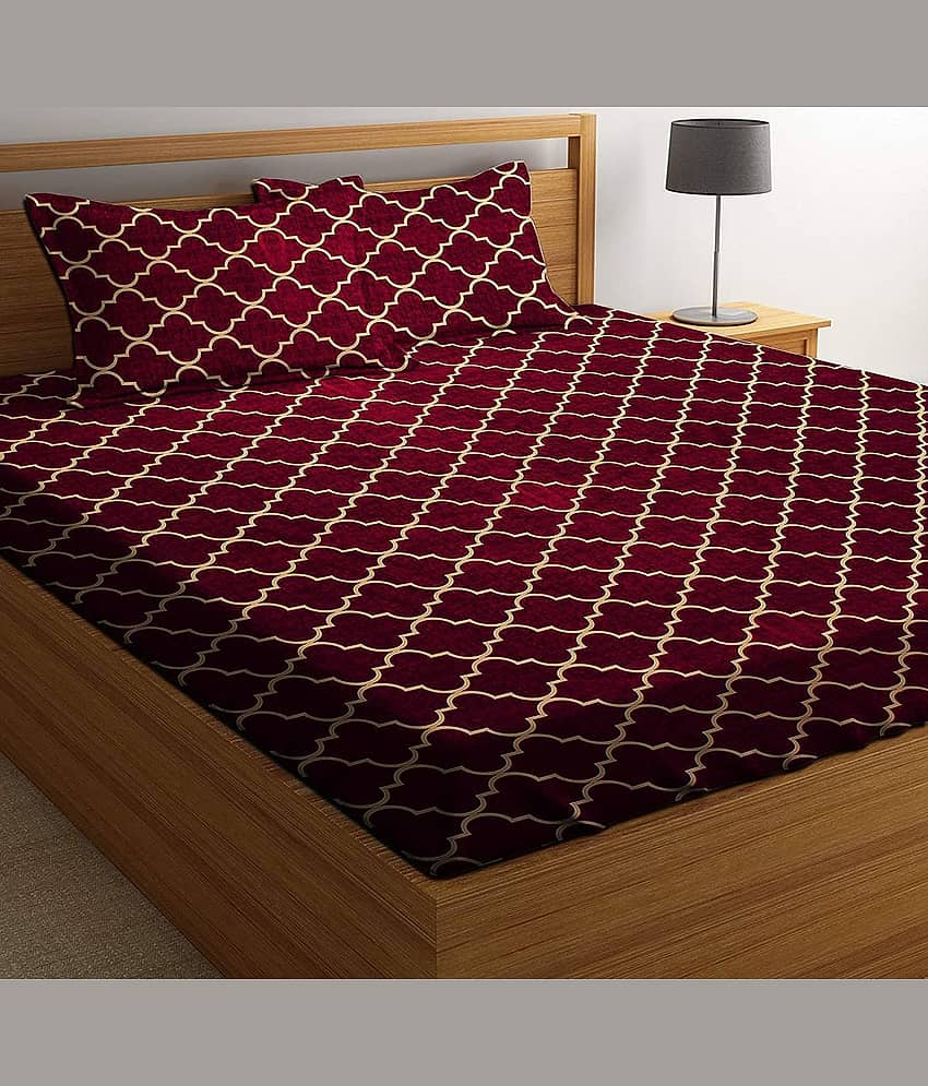 Decent Home Microfiber 1 Double Bedsheet with 2 Pillow Covers ( Maroon ) view 2