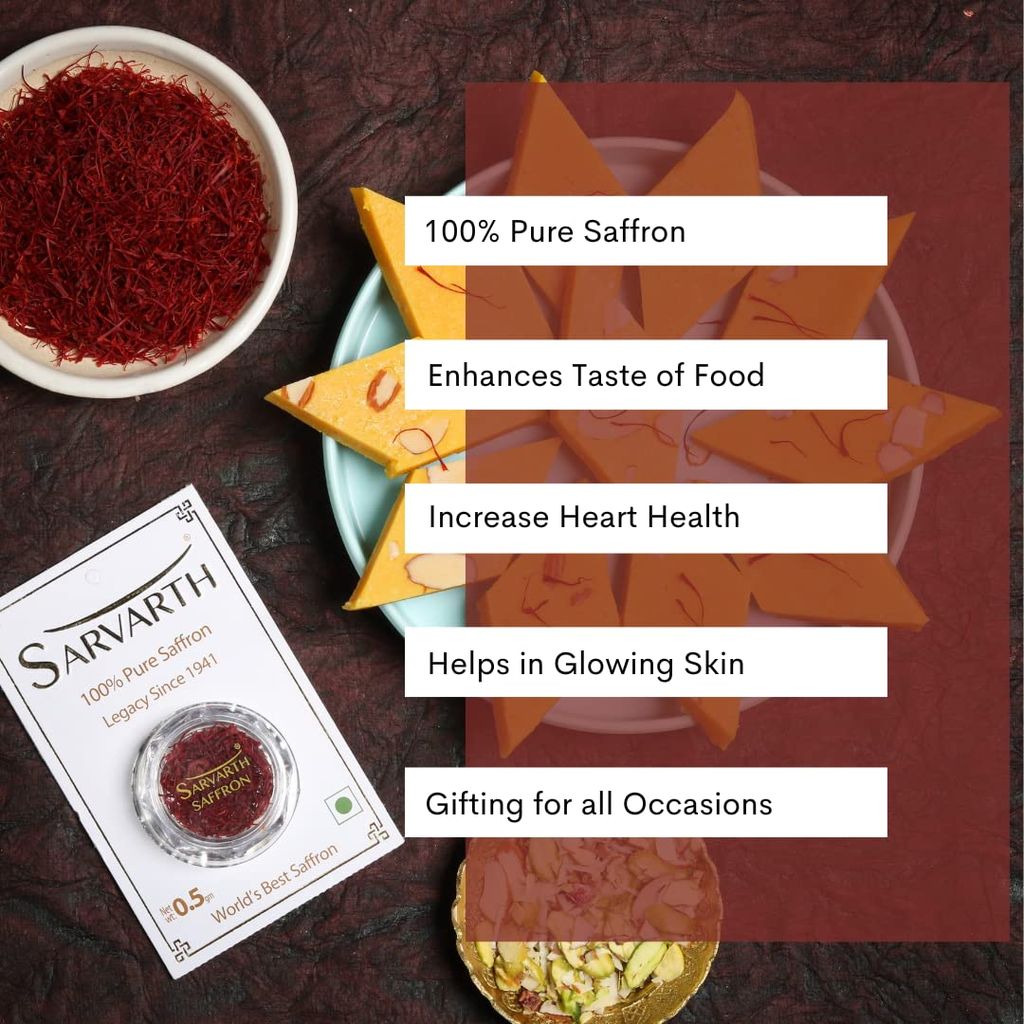 SARVARTH Finest A++ Grade 100% Pure Original Saffron/Kesar for Food/Cuisine Skin Care and Improved Health | Kesar for Pooja & Gifting | Blister Pack - Set of 4 (0.25gm each) view 2