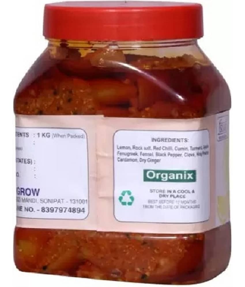 Sun Grow Homemade Herbal Organic Spicy Lemon Pickle | Nimbu Ka Achar Pickle 1 kg view 2