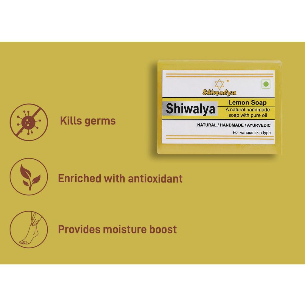 SHIWALYA Natural Lemon Soap || Handmade Bathing Soap || Herbal Soft & Radiant Skin || Suitable for All Skin Types (Pack of 10) view 2