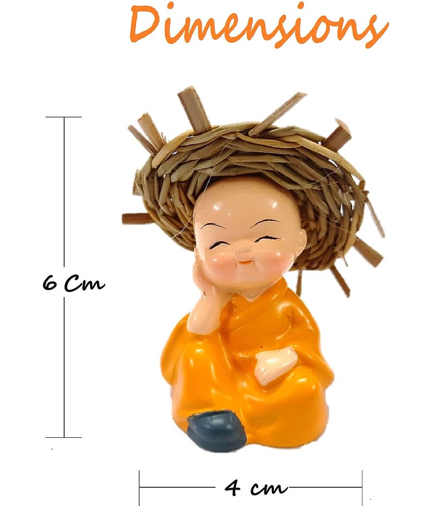 AFTERSTITCH baby buddha hat monk idols set of 4 statue for car deshboard home office Showpiece 6 cm view 2