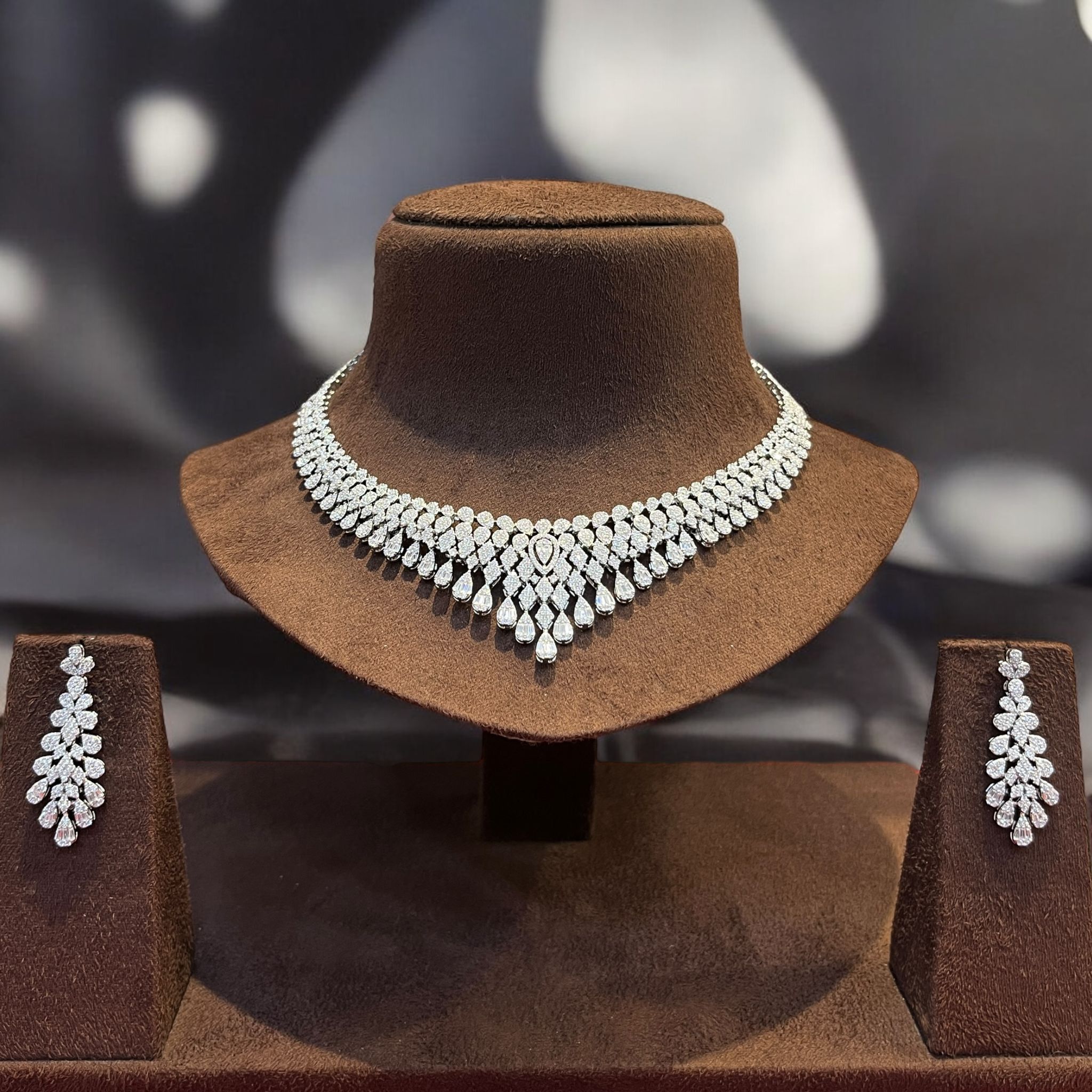 Stunning American Diamond Necklace Set By Dia Art Jewels view 2