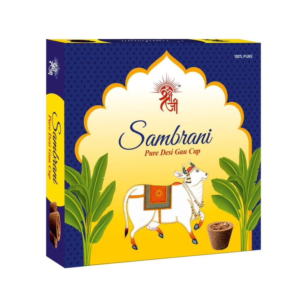 Shri Shriji Flam Sambrani Pure Desi Gau Cup � Natural Cow Dung Dhoop for Pooja, Havan, Meditation & Home Fragrance � Traditional Sacred Aroma � Pack of 3 view 2
