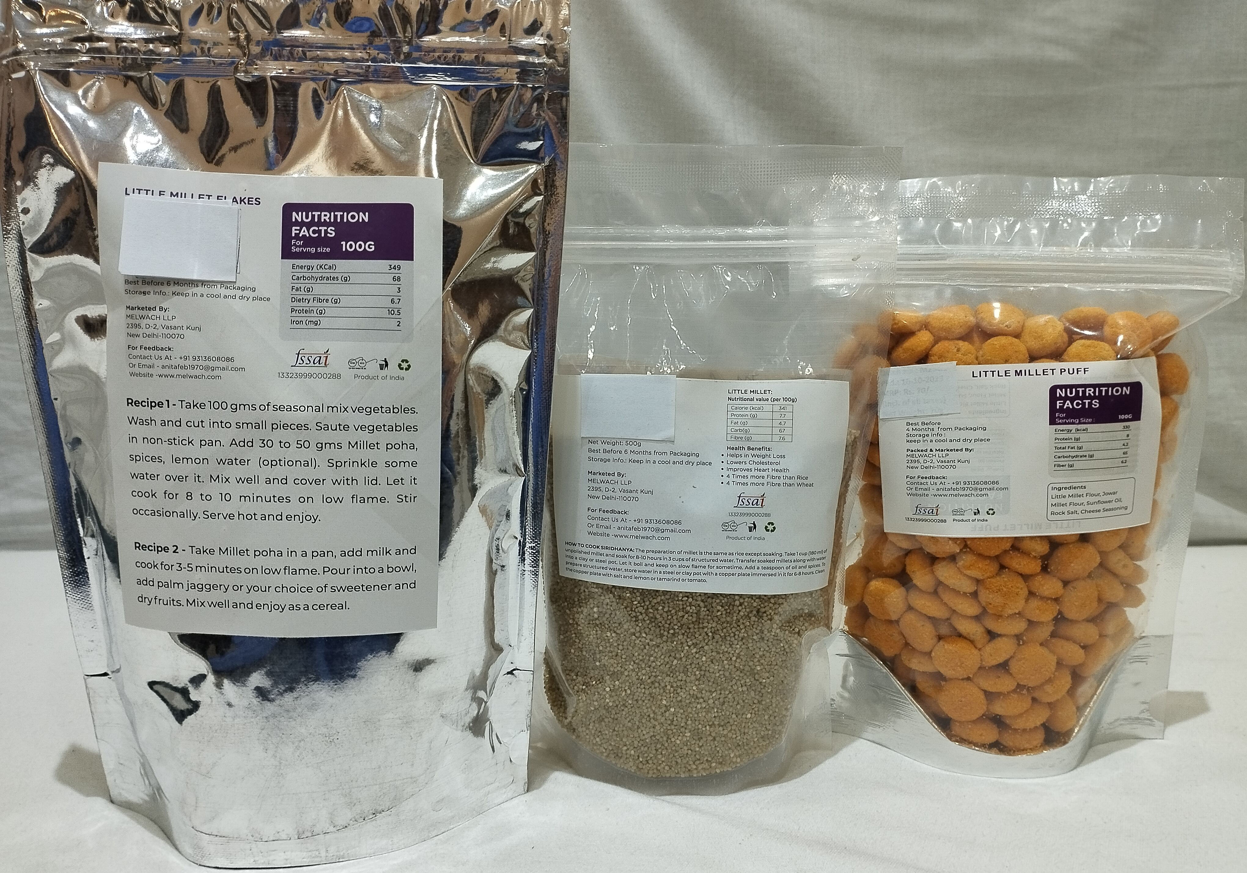 Little Millet Health Pack, Little Millet Grain (500g) + Flakes (350g) + Cheese Puff (70g) view 2