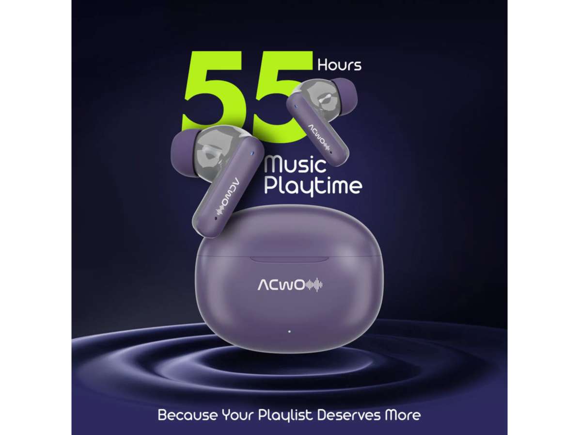 ACwO Dwots 121 Wireless in Ear Earbuds, 55Hrs Playtime, Quad Mics with ENC, 3 Preset EQ Modes, Supreme Bass & High-Fidelity Acoustics - Dusty-Lavender view 2