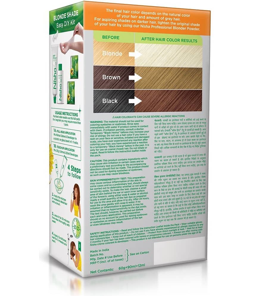 Nisha Creme Hair Color Ultra Blonde 150g Pack of 2, Permanent Hair Colour for Women & Men, Long Lasting Hair Color view 2