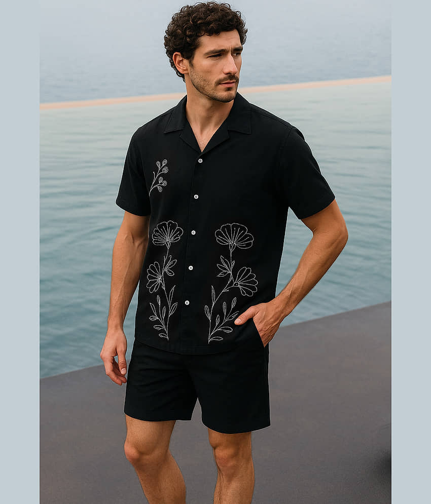 FTX Polyester Regular Fit Embroidered Half Sleeves Men's Casual Shirt - Maroon ( Pack of 1 )