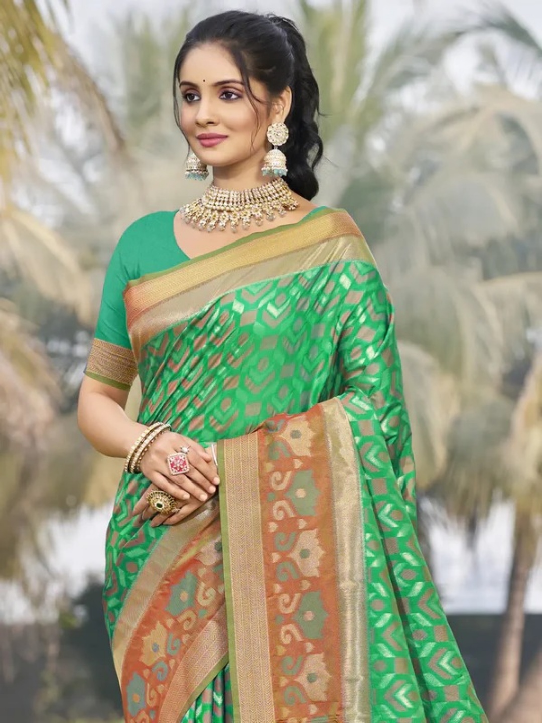Green Silk Saree view 2