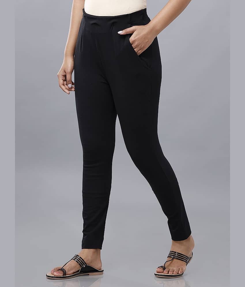 De Moza - Black Cotton Slim Women's Cigarette Pants ( Pack of 1 ) view 2