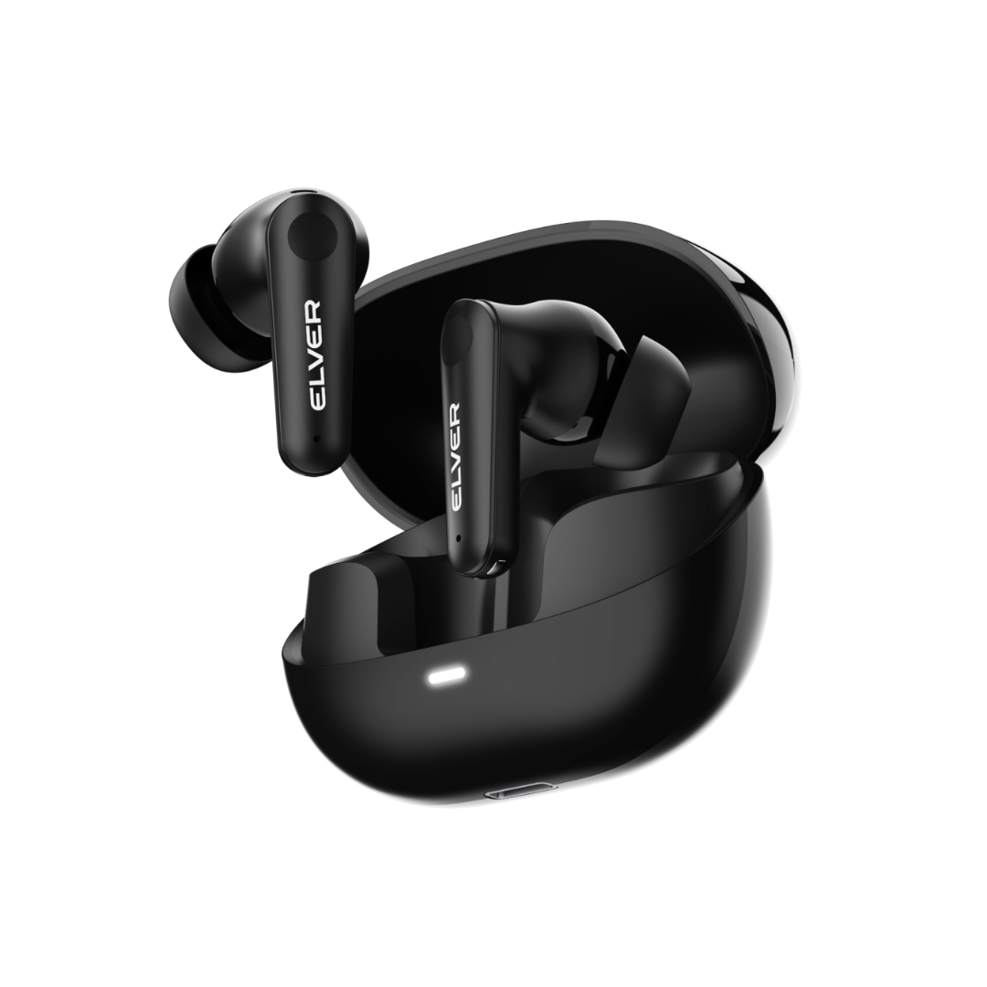 Elver Buds Pro Earbuds with Dual ANC & ENC, Upto 50 Hours Playback, 13mm Drivers, Quad Mics, 41dB Noise Reduction - Black