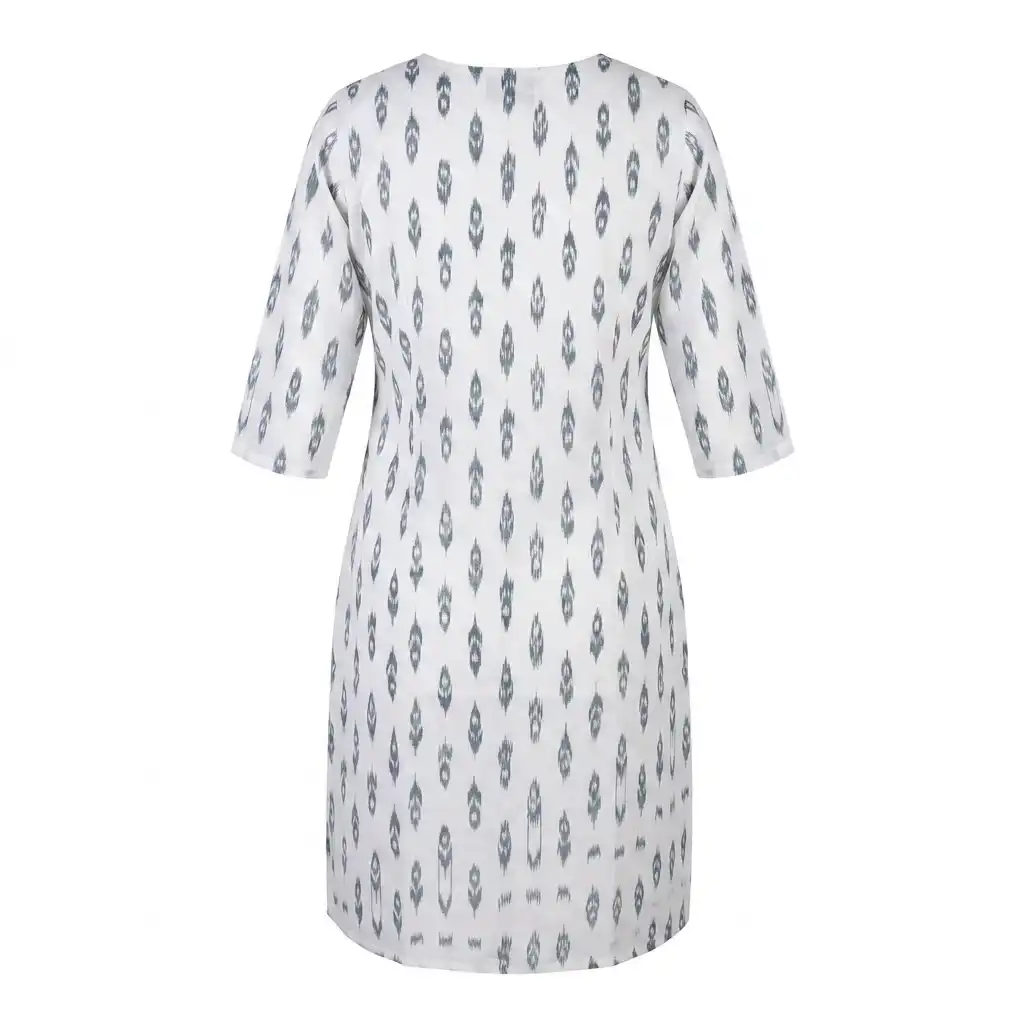Kurti Printed White – Odisha Handloom view 2